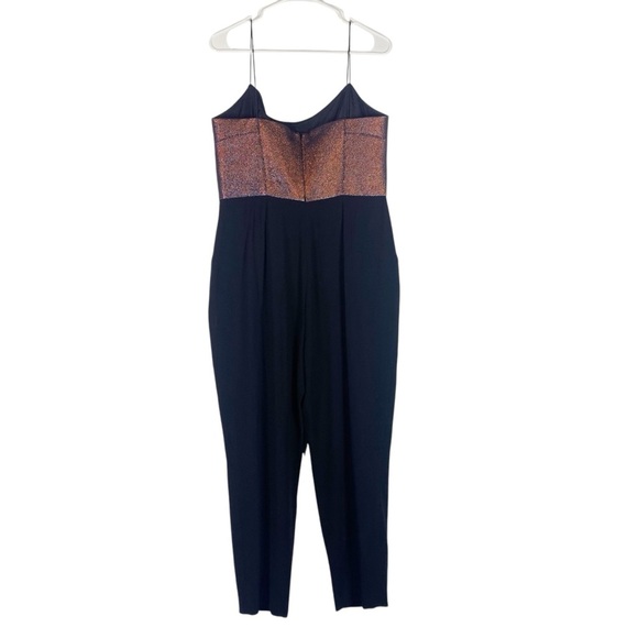 Karen Millen Metallic Iridescent Bodice Tailored Jumpsuit US 10 Black - Picture 7 of 13